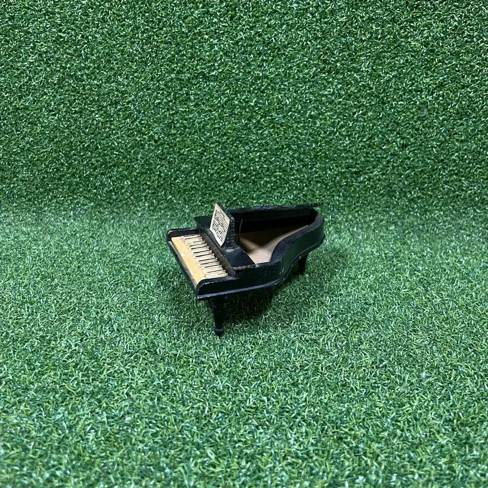 Vintage 1:12 Scale Black Wooden Grand Piano Dollhouse Miniature
